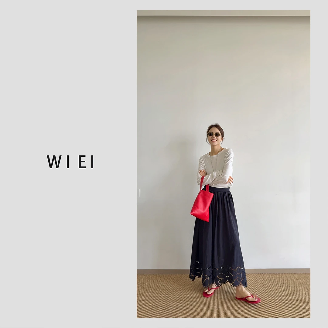 《WI EI》 醋酸+天 丝 圆领 舒适凉感 显瘦长袖T恤 22881