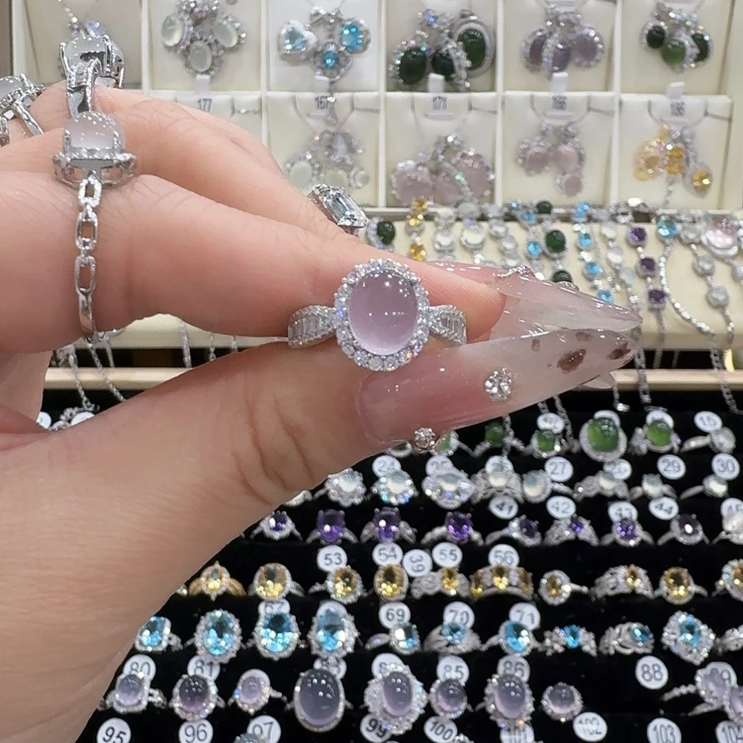 卜***脆蛇纹石玉银S925镶嵌戒指