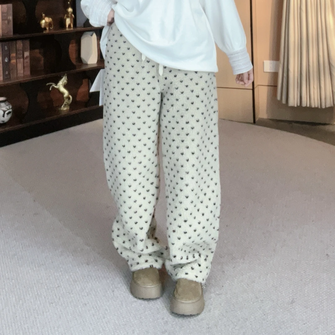 铂屋馆B57050时尚休闲风冬季百搭睡裤阔腿裤慵懒风束脚裤休闲裤