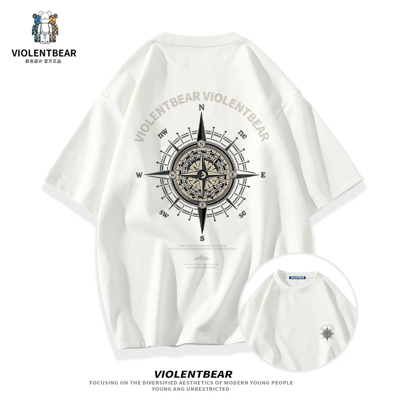 暴力熊夏季重磅动漫宽松圆领半袖ins百搭休闲印花男士短袖t恤衫