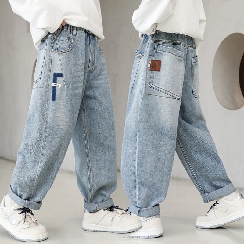 儿童装男童春装裤子2025新款牛仔裤春季中大童男孩春秋款休闲长裤