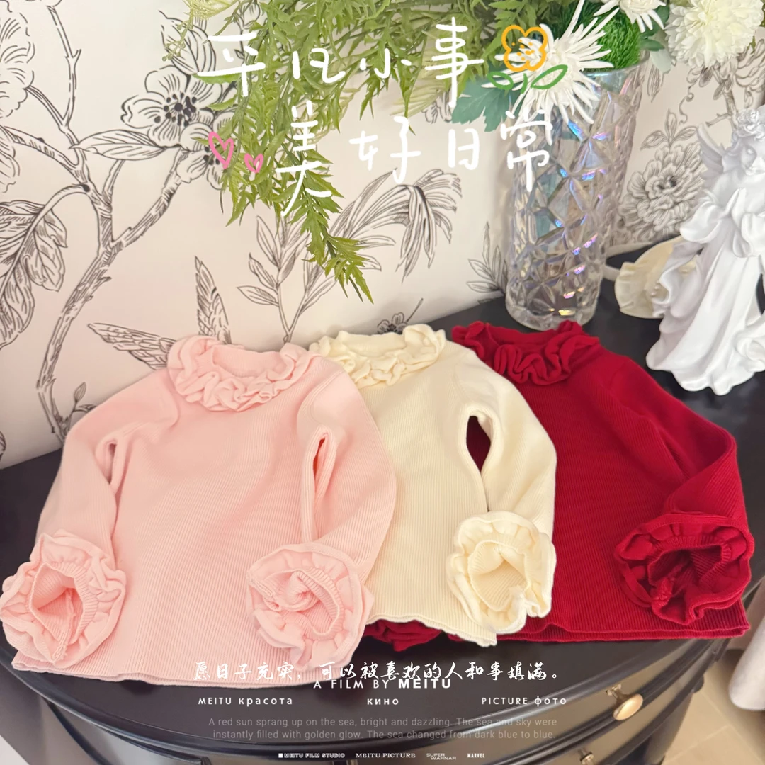 甜美花边针织衫女宝宝毛衣25冬季女童百搭洋气打底衫内搭88559