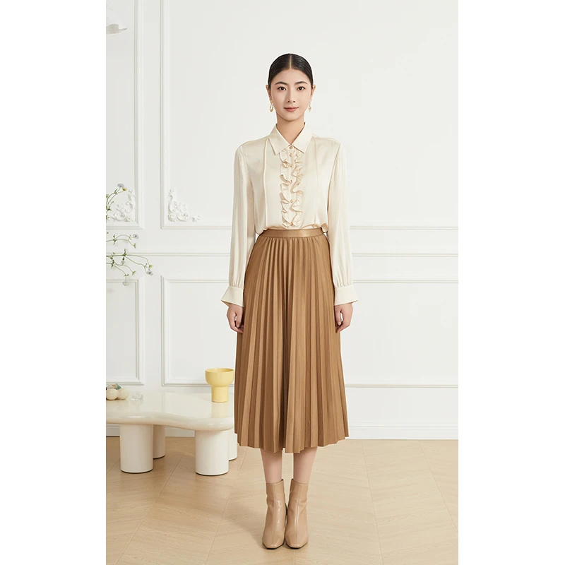 Gowani/乔万尼百褶半身裙长款2025新款春秋商场同款ET3D628805