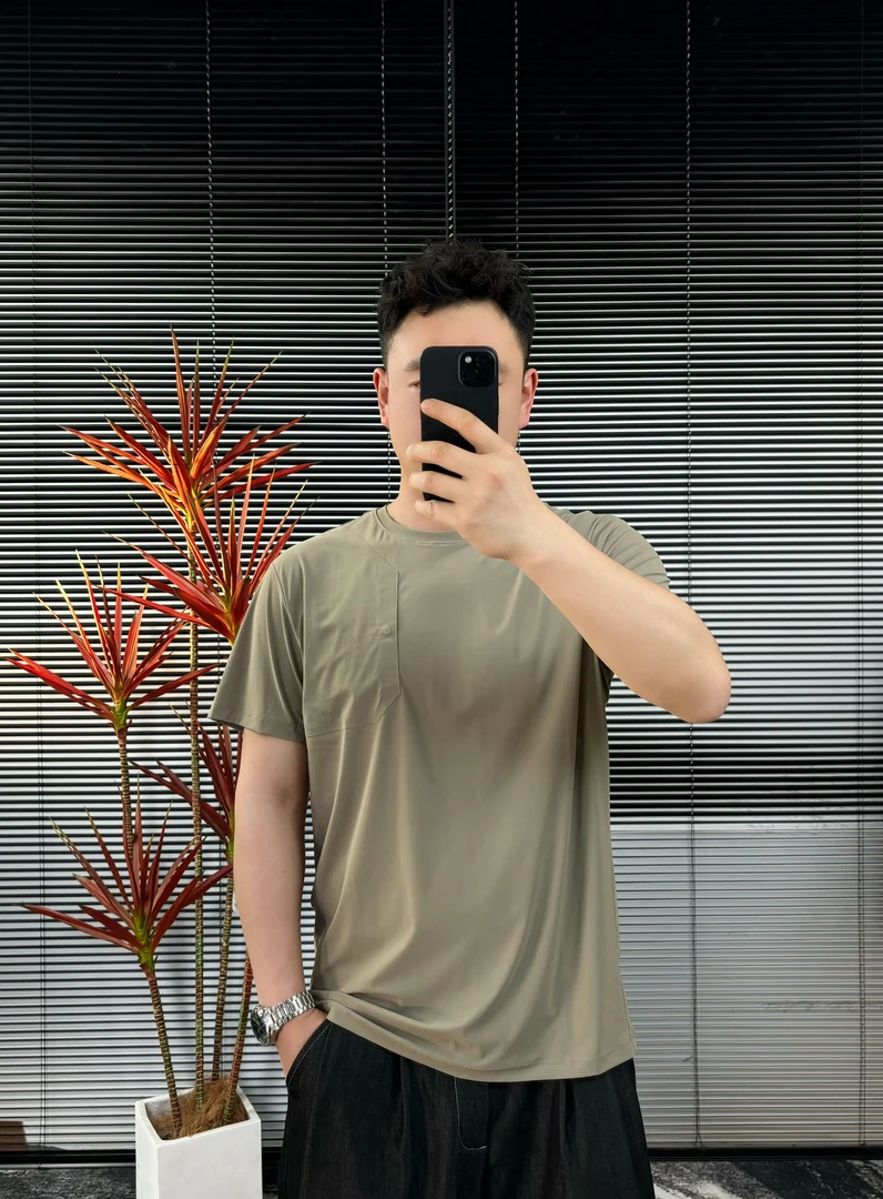 潮牌锦氨冰丝短袖t恤男士无痕圆领夏季休闲两双透气半袖速干上衣