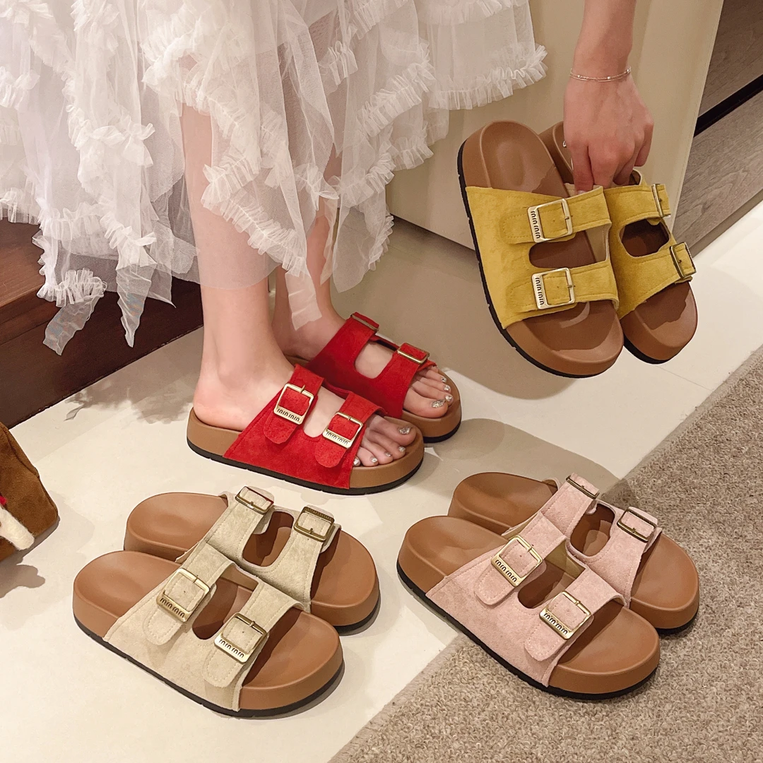 勃肯鞋拖鞋女夏外穿新款懒人一字拖软底厚底平底沙滩大码女款凉拖