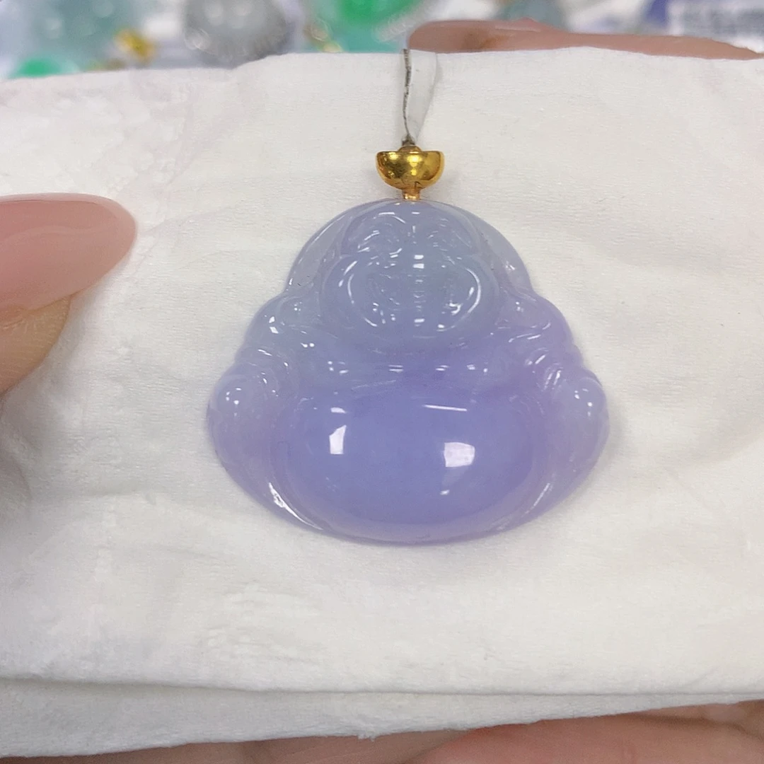 翡翠18K金镶嵌颈饰天然翡翠a货 百元以上9米证书费自理