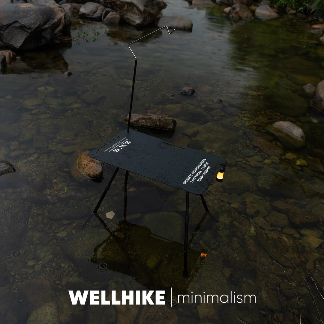 WELLHIKE户外SWS可升降战术桌 多功能便携带灯架露营野餐折叠桌子