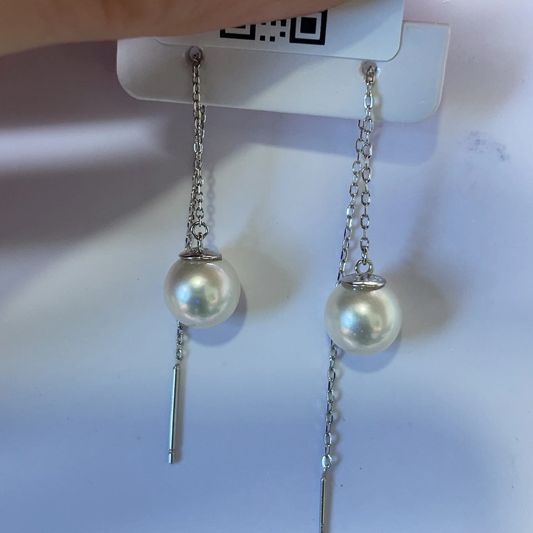 银S925镶嵌海水珍珠耳饰