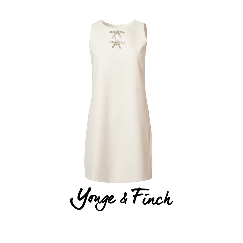 扬芬缇法式精致蝴蝶结镂空无袖背心连衣裙 ORINDAY