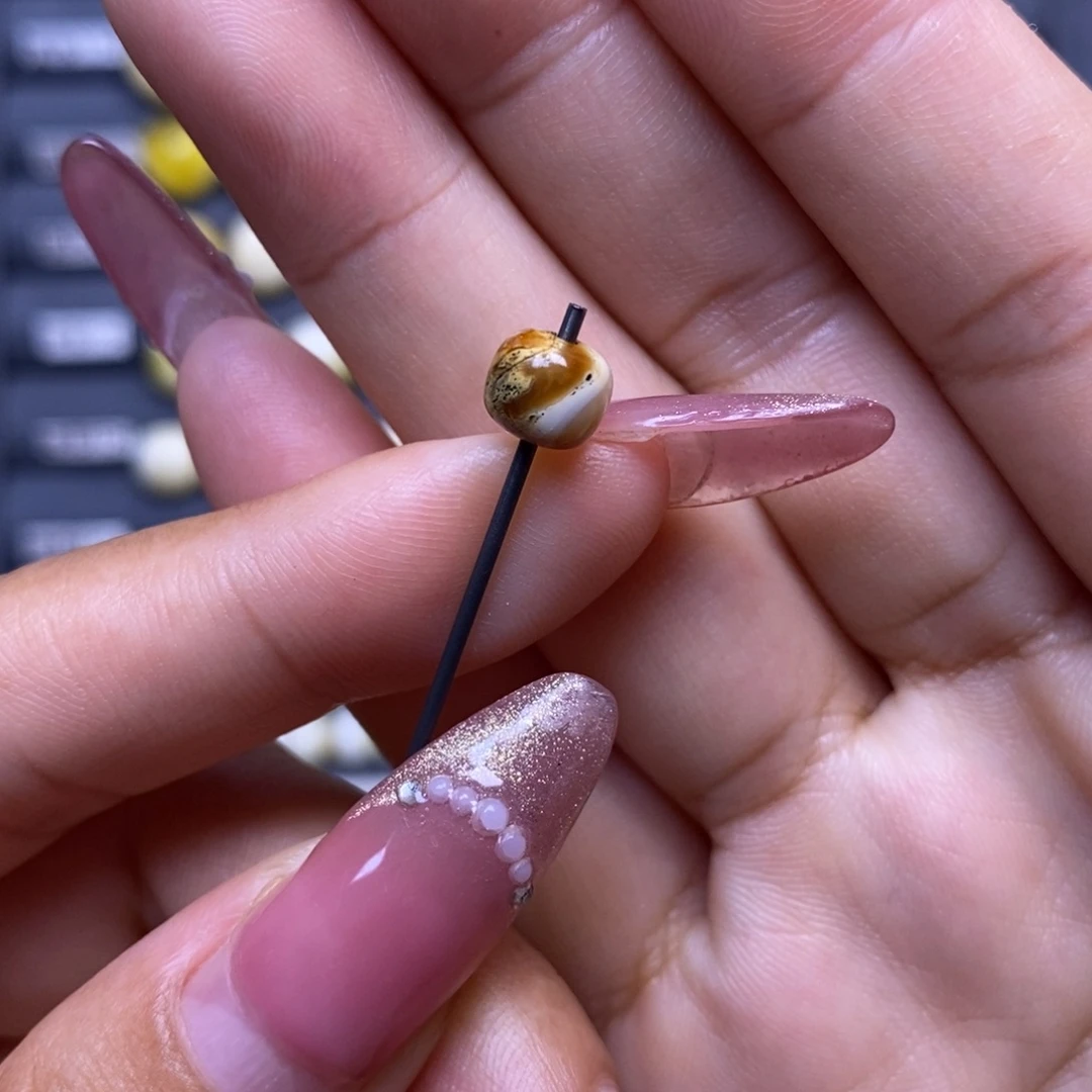 蜜蜡未镶嵌珠宝奇石俏色妖花老型7*6mm