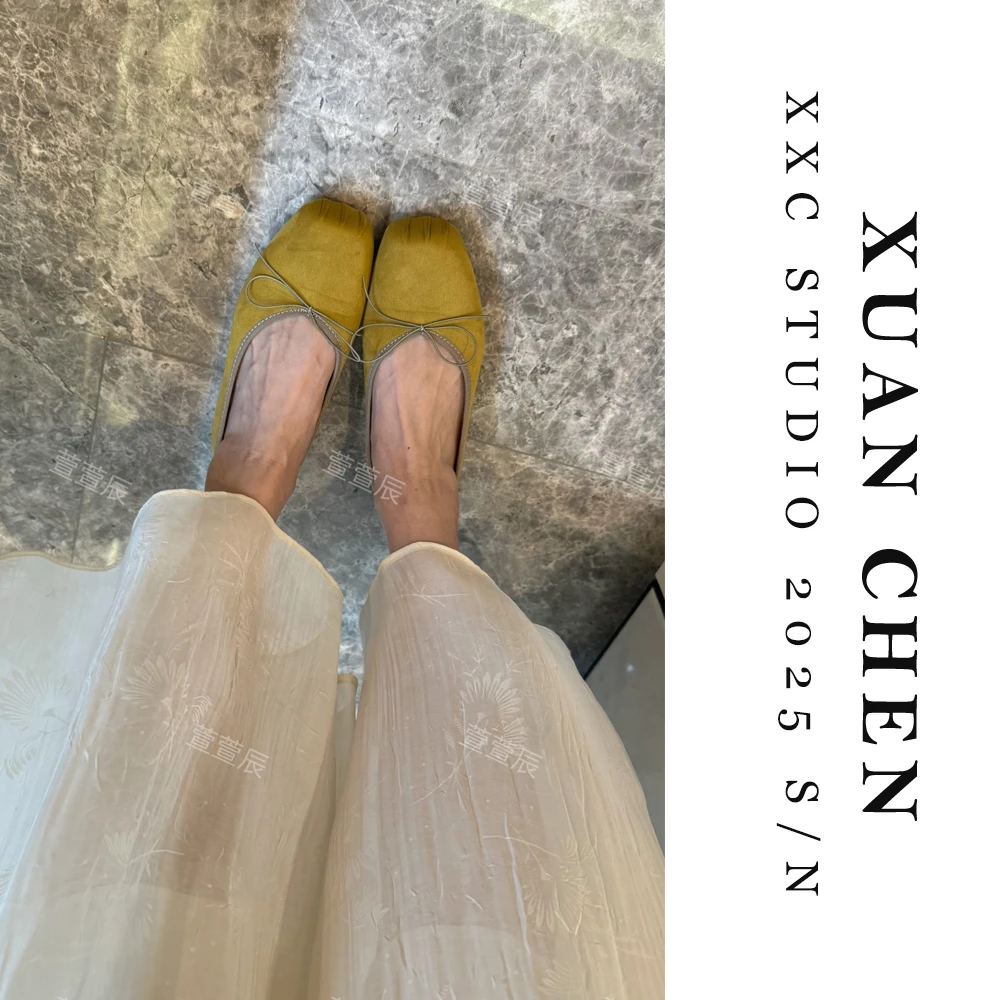 法式平跟小单鞋百搭鞋子女款爆款2025新款软底方头女鞋#8253