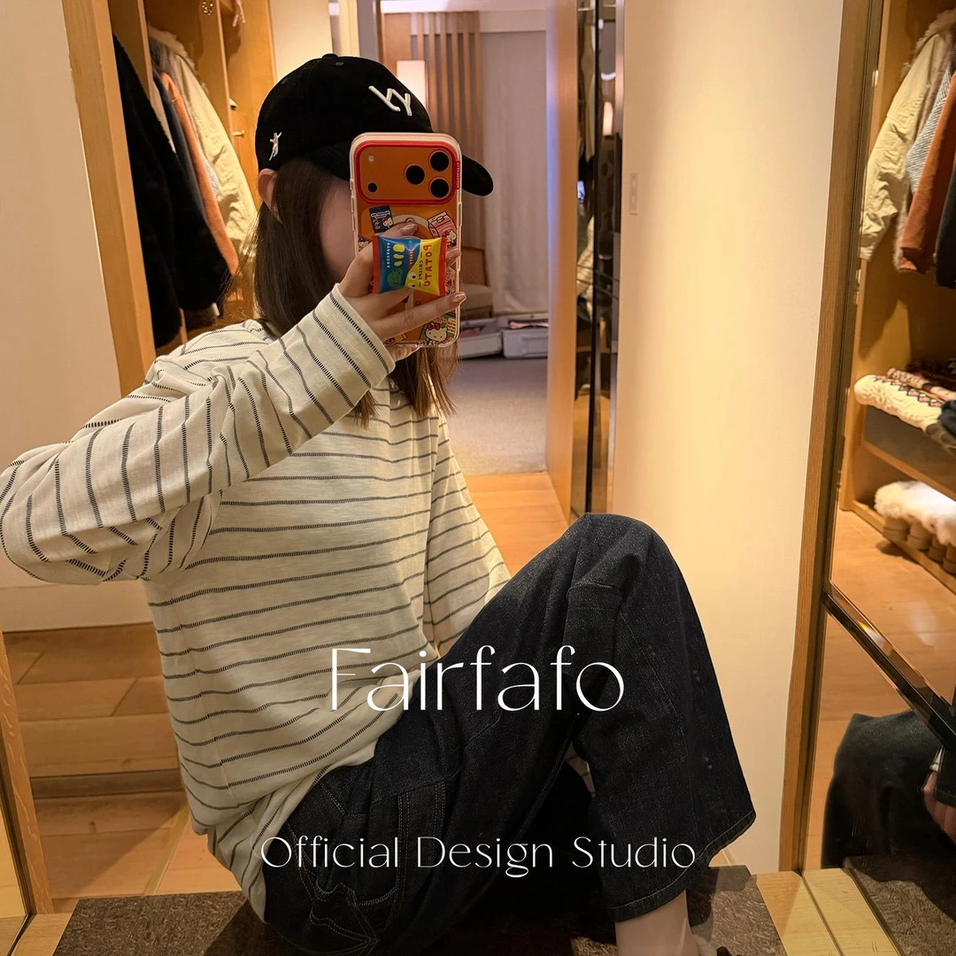 【条纹休闲长袖】CXCL5A162秋冬新款洋气百搭宽松显瘦休闲长袖