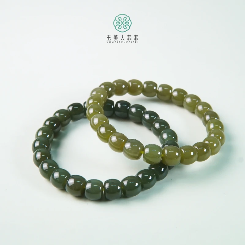 石惑珠宝-和田玉单圈直切手串约9*8mm&多样性发一