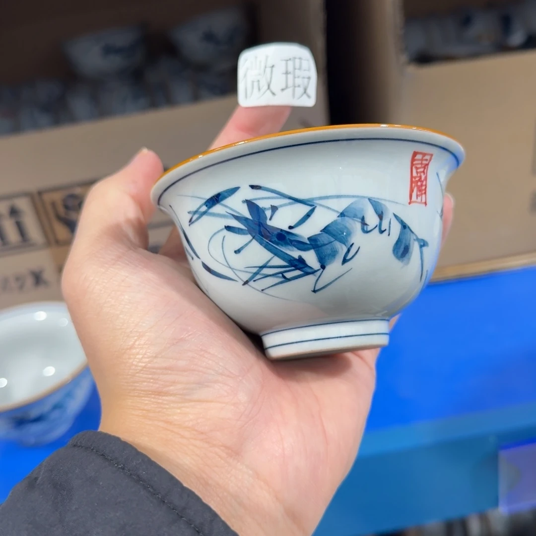 釉下手绘茶具微瑕