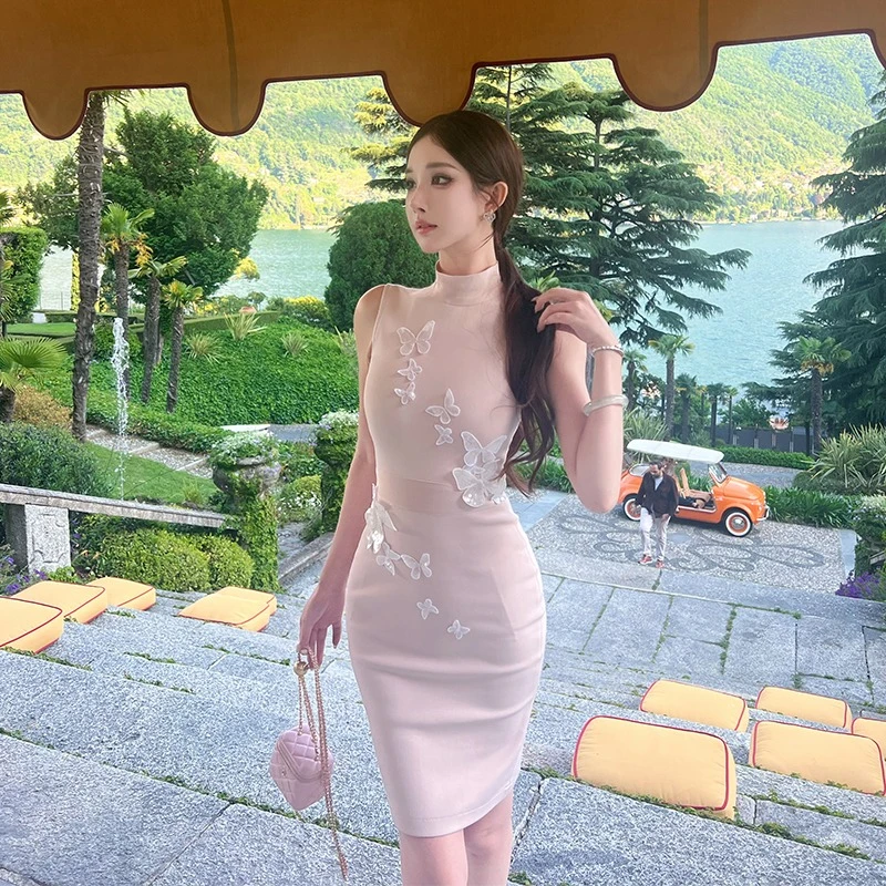 夏季新款小香风连衣裙女修身新中式中长款女气质包臀裙高级感
