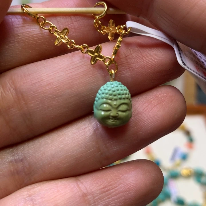 绿松石银S925镶嵌半挂链