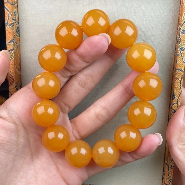 石英质玉（缅黄）手串未镶嵌圆*^