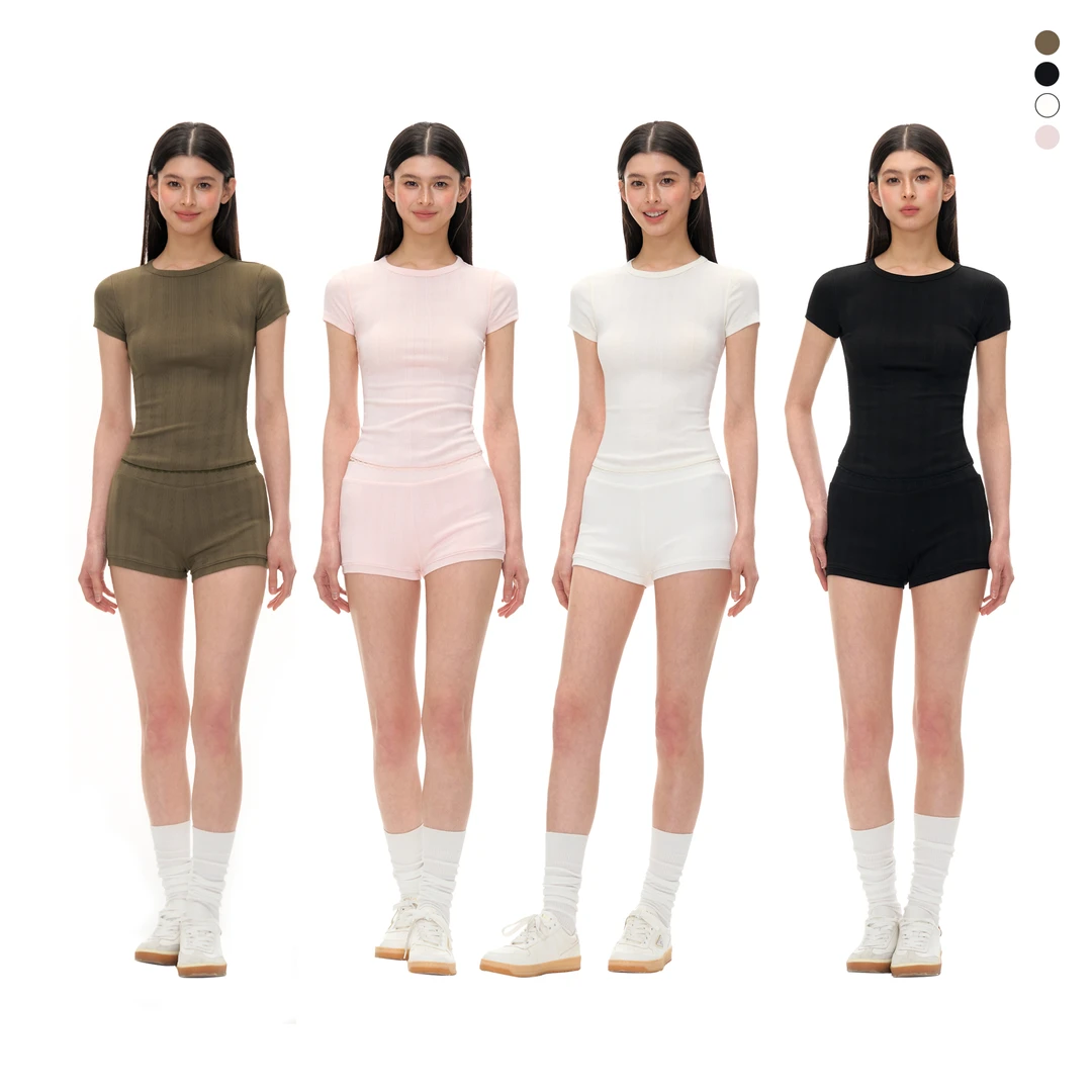 Ariseism 美式复古短袖+短裤女两件套套装女夏季新款