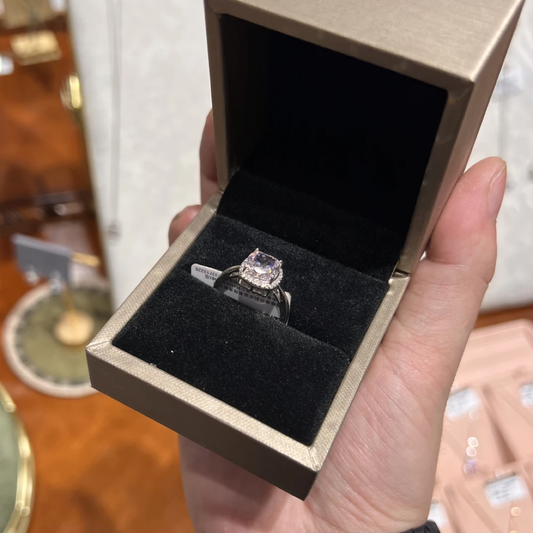925银莫桑石戒指 小方糖925银莫桑石戒指轻奢开口可调节