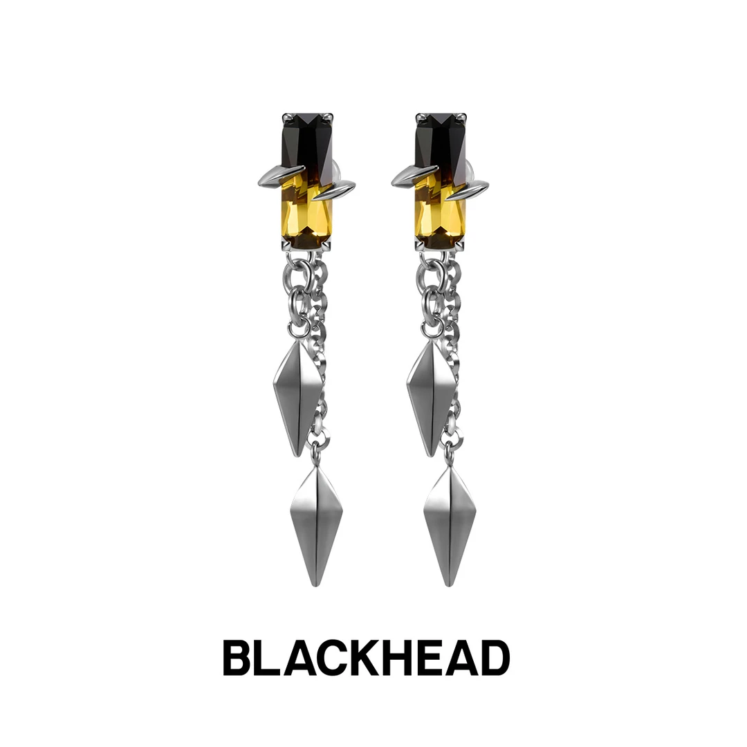 BLACK HEAD/黑头 钛钢玻璃耳饰 渐变铆钉耳钉