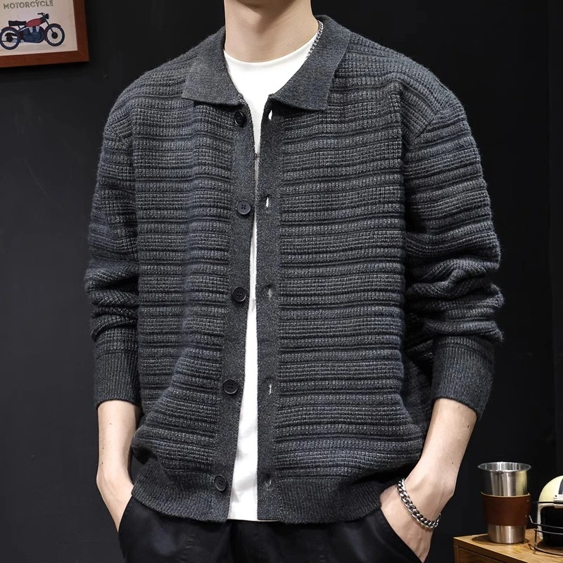 潮龛开衫毛衣男衬衫外套男士重磅加厚长袖大码衣服2025新款复古