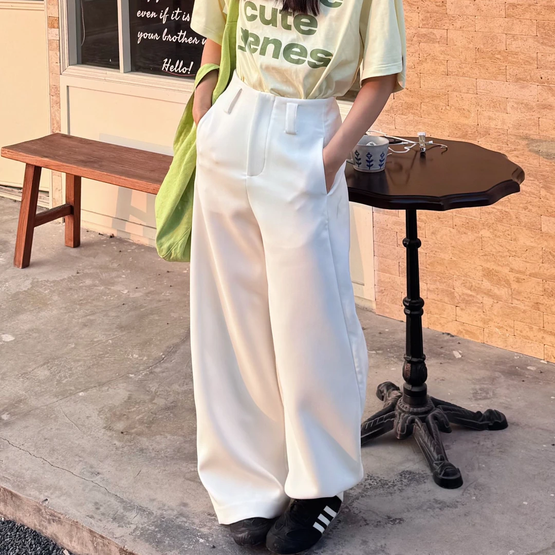 吉吉【慵懒漫步】超高腰显瘦气质西裤垂感配腰带阔腿裤#2618 C108