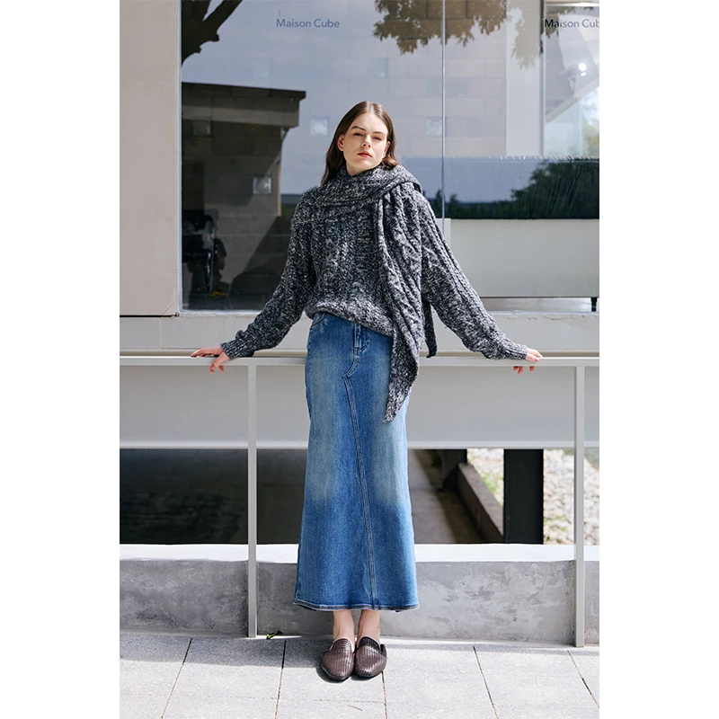 质社原创设计流行百搭显瘦弹力鱼尾半身牛仔裙HZ018