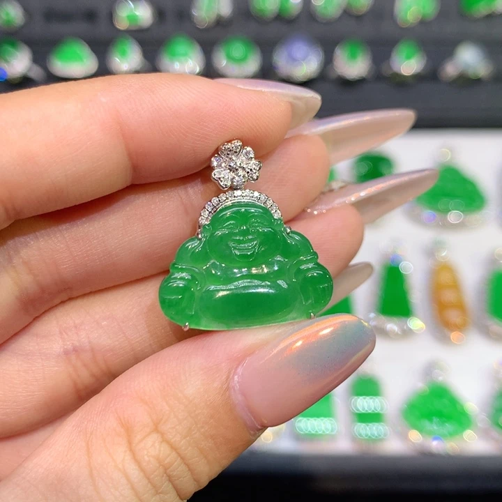 翡翠18K金镶嵌吊坠(不含链)