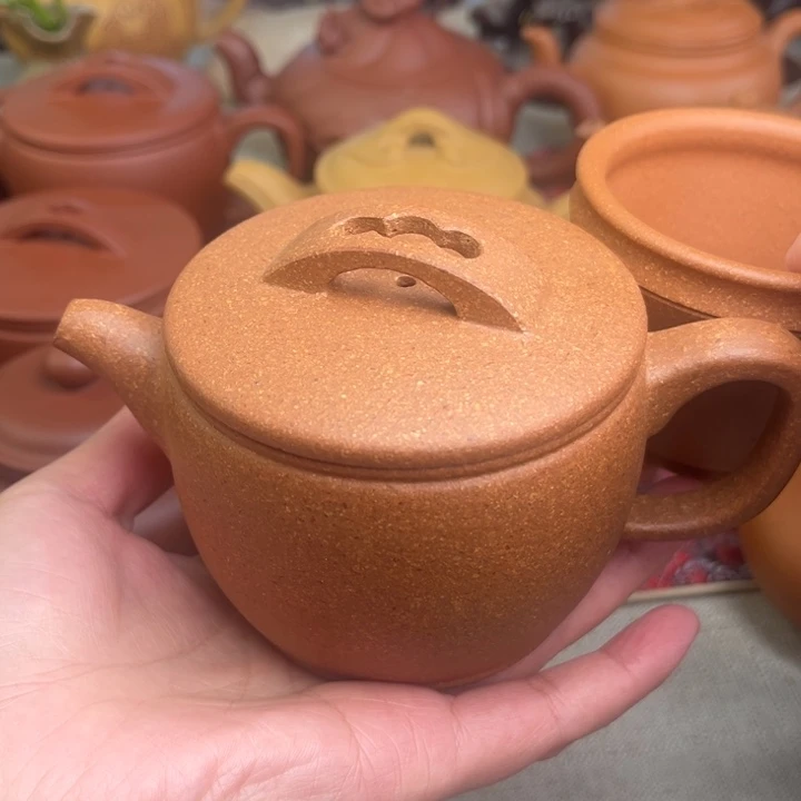 紫泥茶壶原矿黄降坡20目汉瓦精工半手280cc