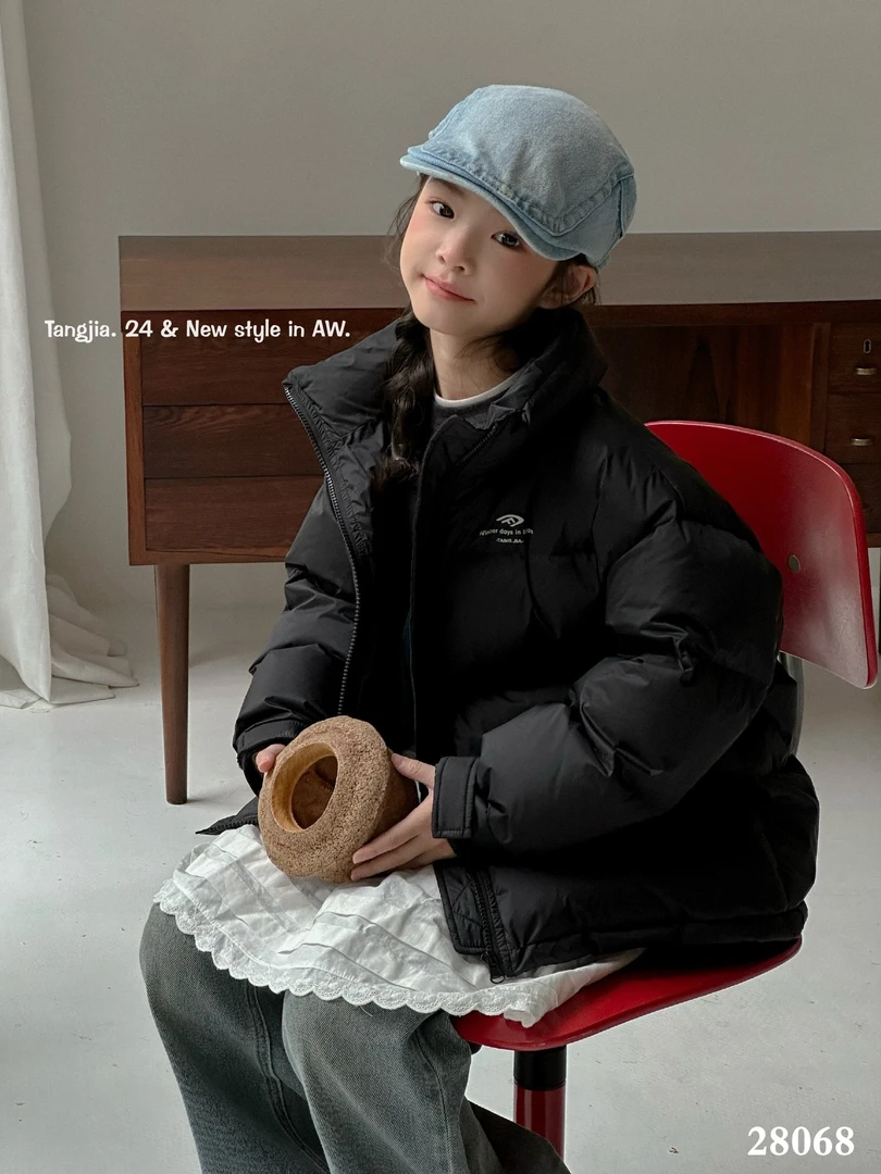 瑭伽2024冬儿童韩版立领百搭90白鸭绒羽绒服男女童加厚上衣28068