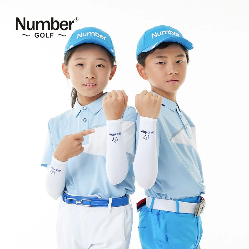 Number高尔夫儿童防晒袖套冰丝男童女童防紫外线护手臂套袖弹力薄