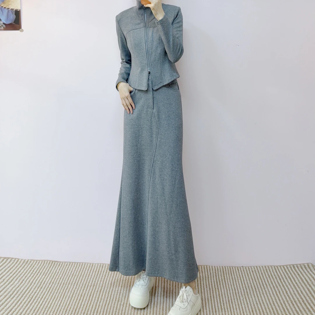 968气质简约时尚收腰显瘦上衣+半身裙两件套裙套装T968/GP