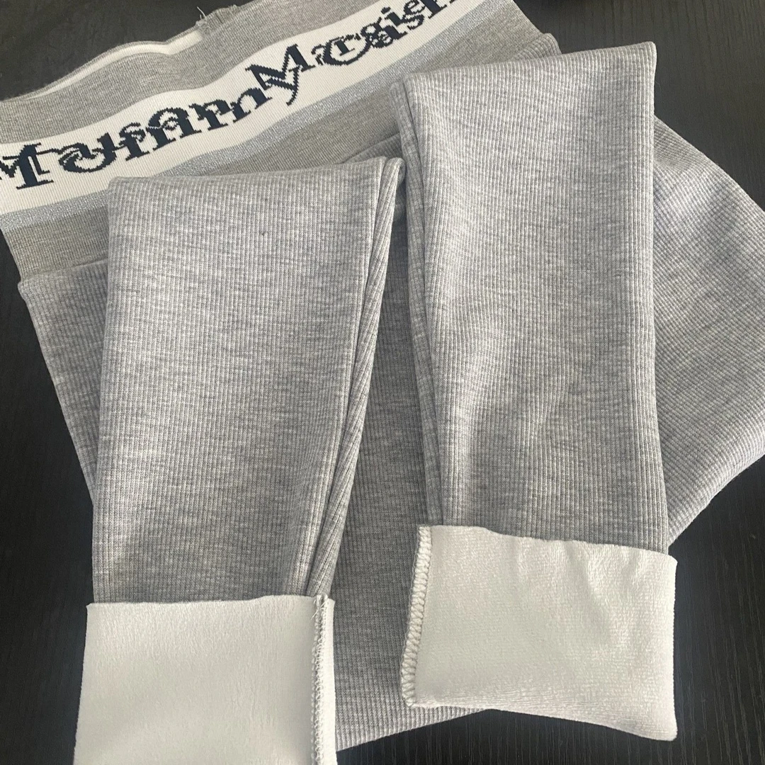 百搭神裤~百搭显瘦弹力灰色裤子字母加绒高腰打底裤女KD0470新款