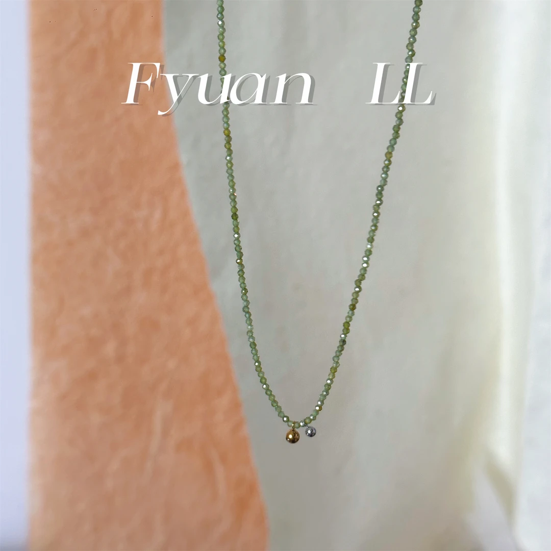 钛钢项链 水晶串珠毛衣项链女高端轻奢高级叠戴钛钢不掉色颈链