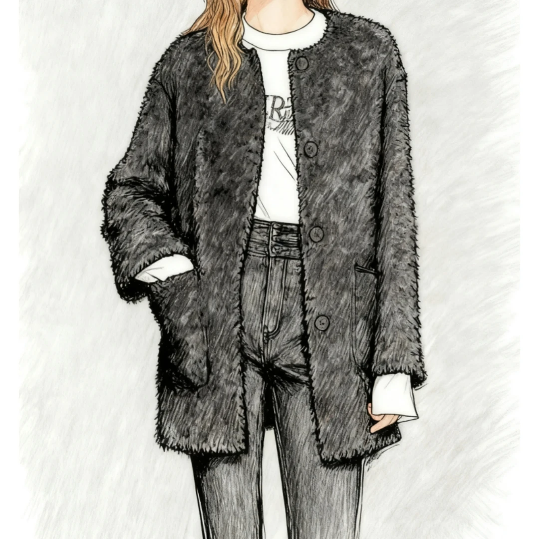 【Montendre】秋冬新款 M 毛呢大衣绵羊毛羊驼毛圈圈纱中长款外套