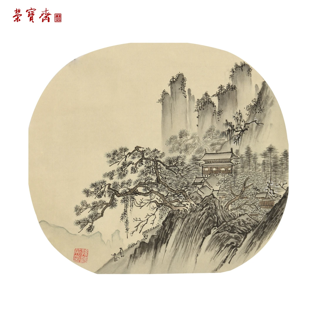 早2（F35238）《仿《松风楼观图》》书画 绢本已托 28*31cm