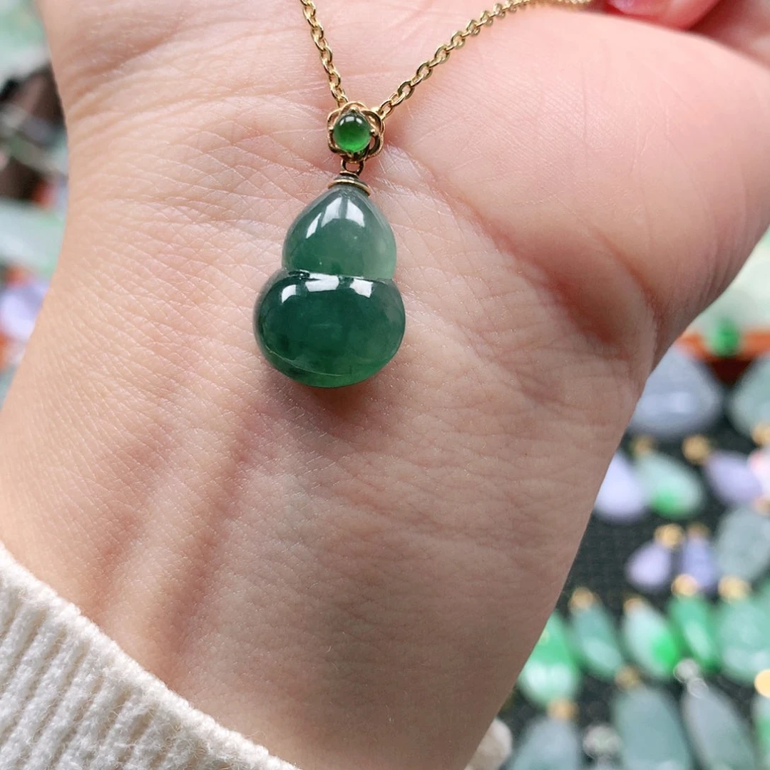 吊坠(不含链)18K金镶嵌翡翠