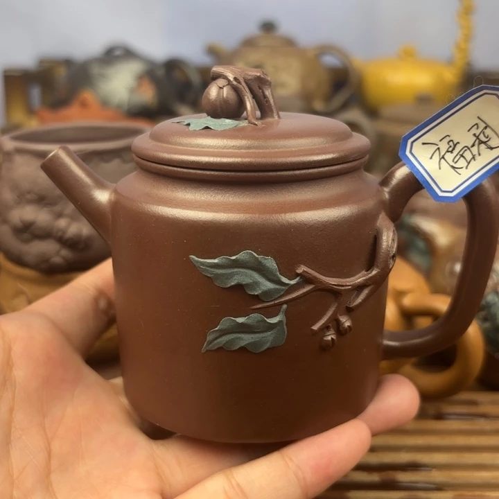 茶壶紫砂事事如意原矿老紫泥200c