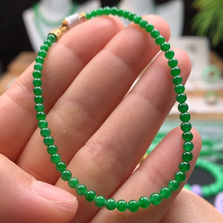 翡翠未镶嵌手链天然缅甸A货翡翠 卡3mm