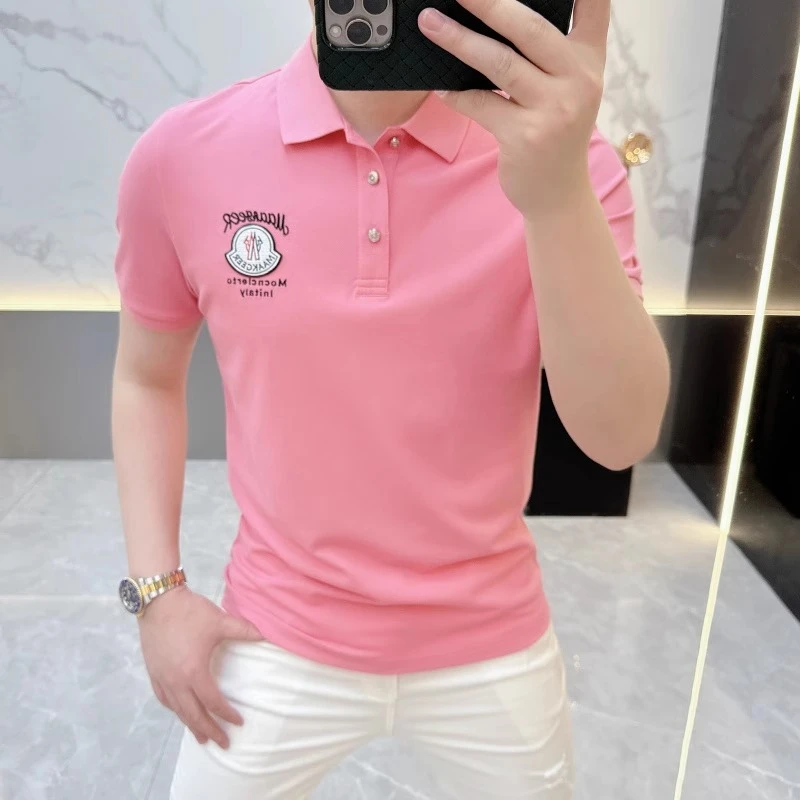 欧货轻奢短袖T恤男士时尚休闲夏季半袖POLO衫翻领百搭刺绣潮9901