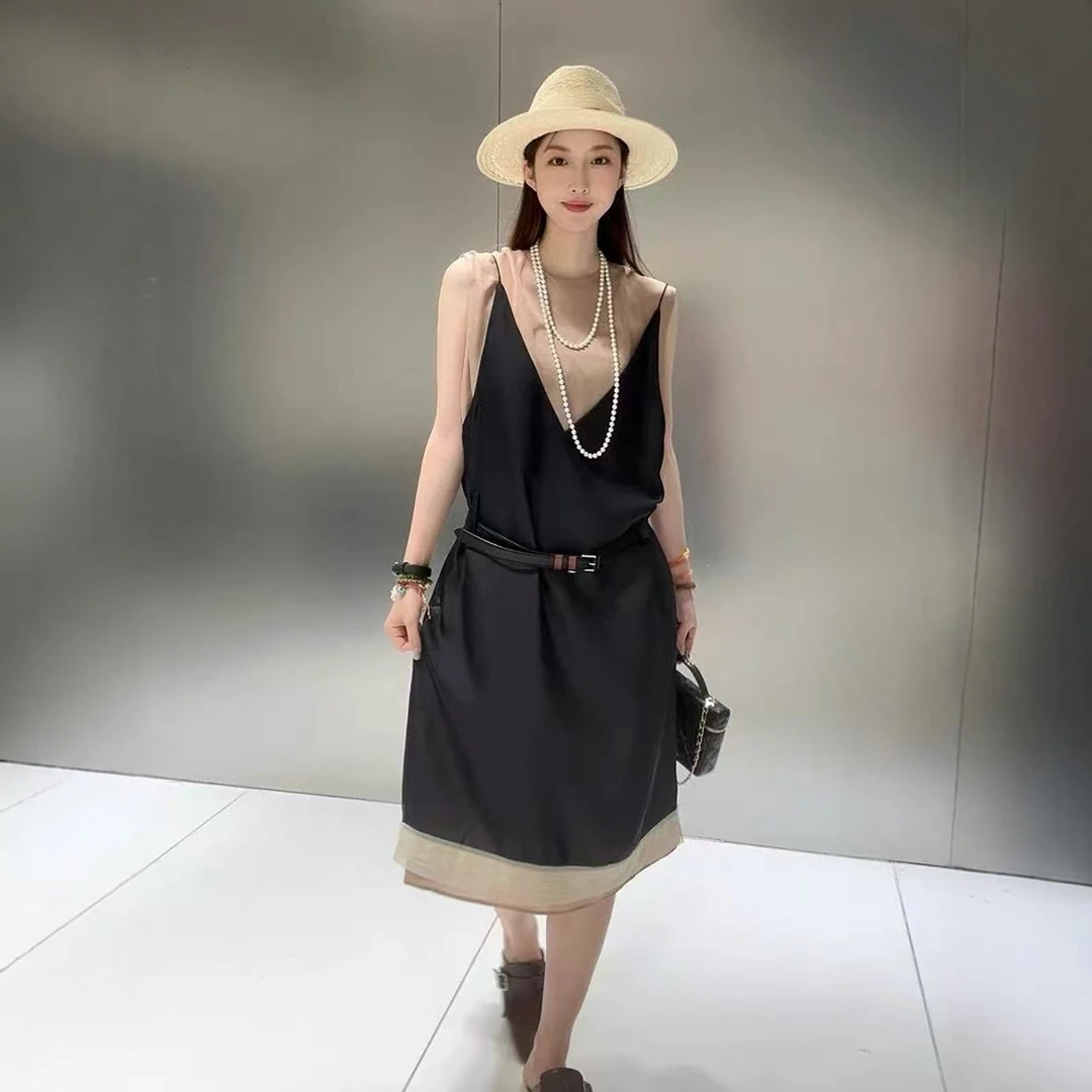 【尾家两件套连衣裙】2025夏新品新款蕾丝两件式连衣裙女 含腰带