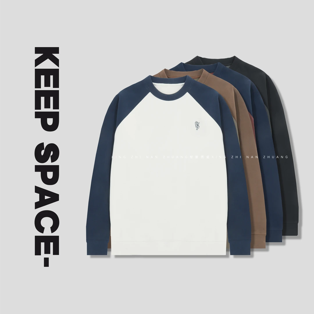 锁温双面云朵绒重磅加厚火柴人刺绣休闲圆领卫衣24310#1159