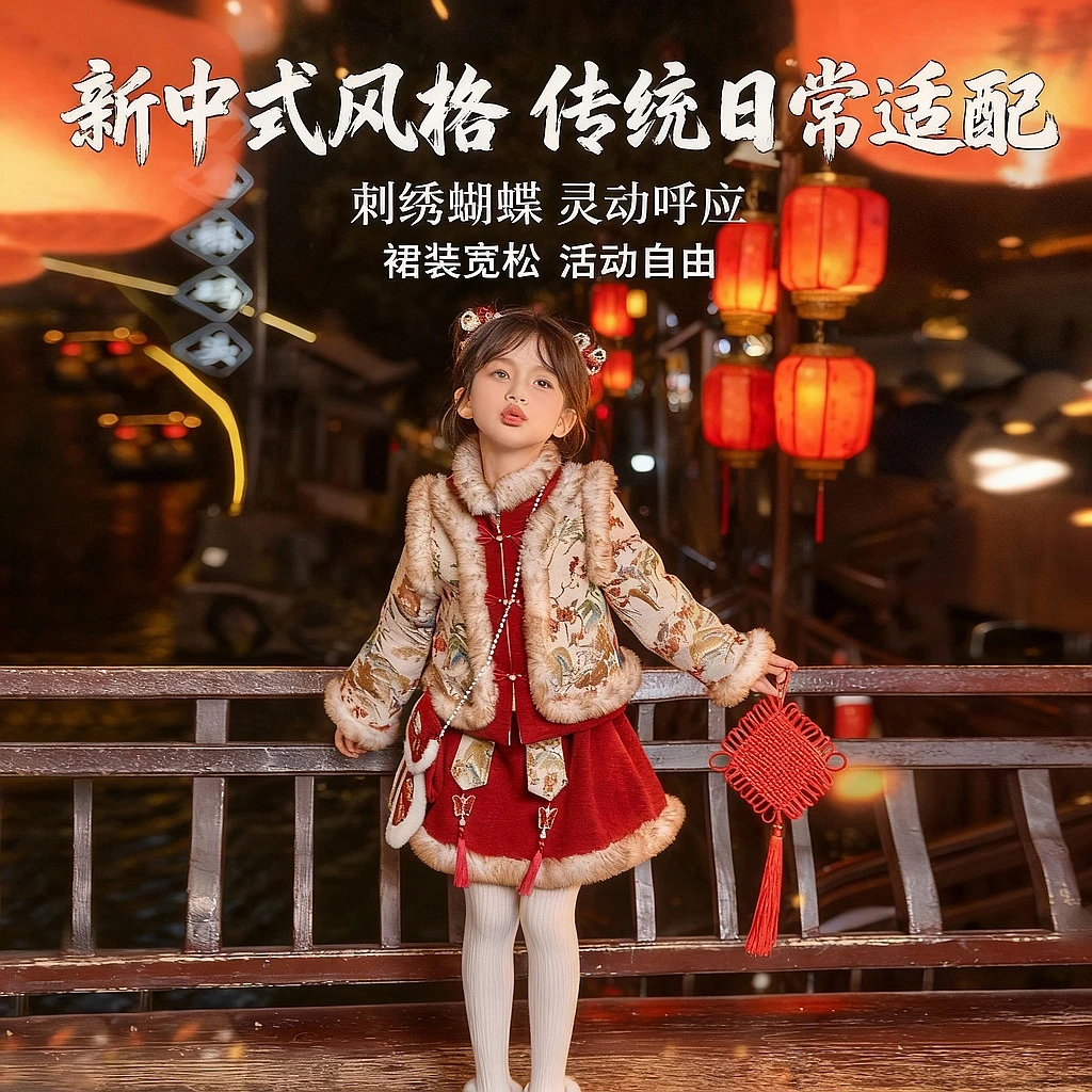 66公主童装女童唐装拜年服新款儿童新年套装 25S562
