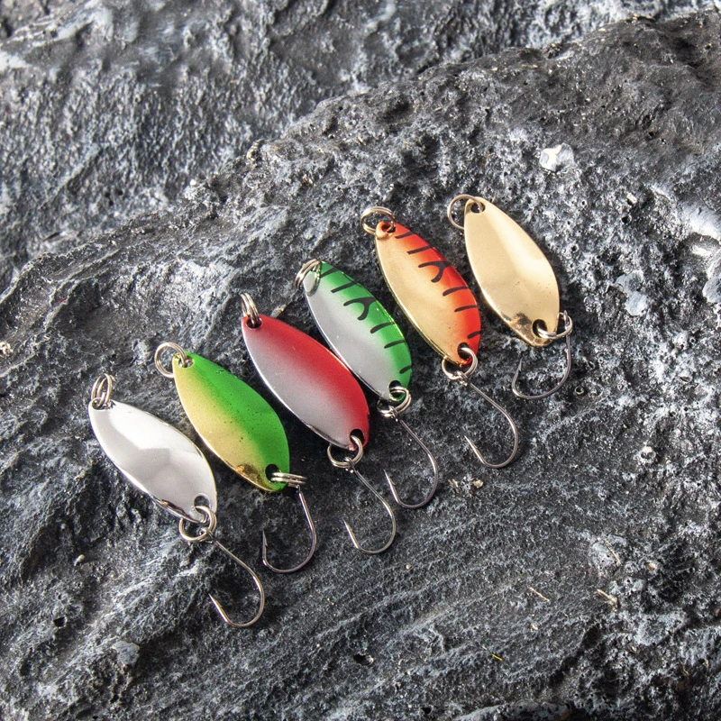 新品亮片微物溪流钓马口路亚饵白条翘嘴花生壳单钩假饵3克g12枚装