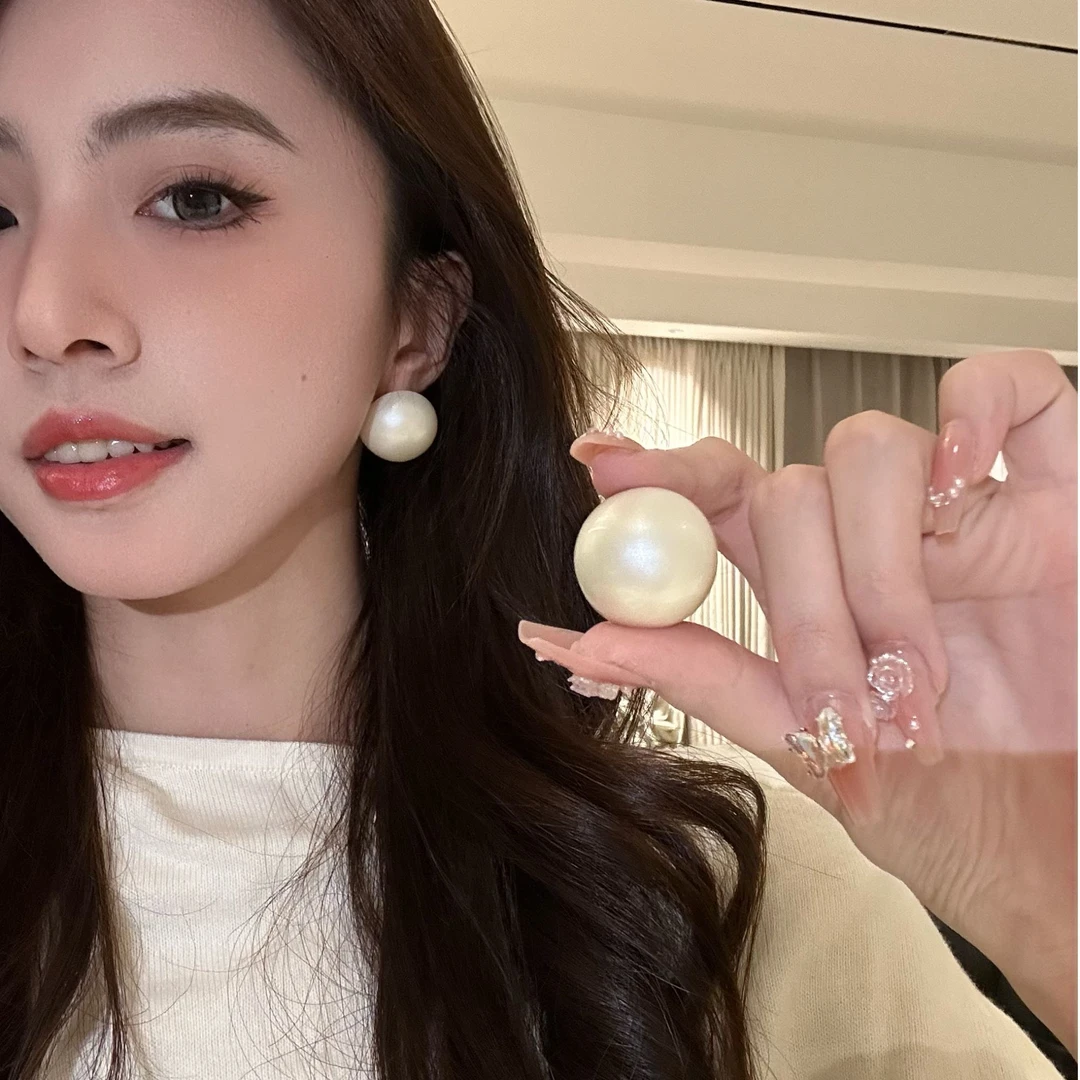 铜合金仿珍珠耳饰 【花丛】优雅高级感大馒头珠珠耳钉气质百搭