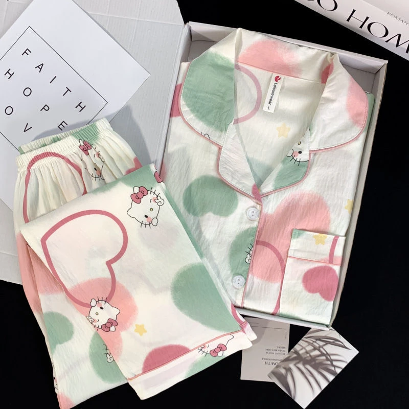 可爱卡通云朵棉睡衣女春秋长袖长裤家居服套装