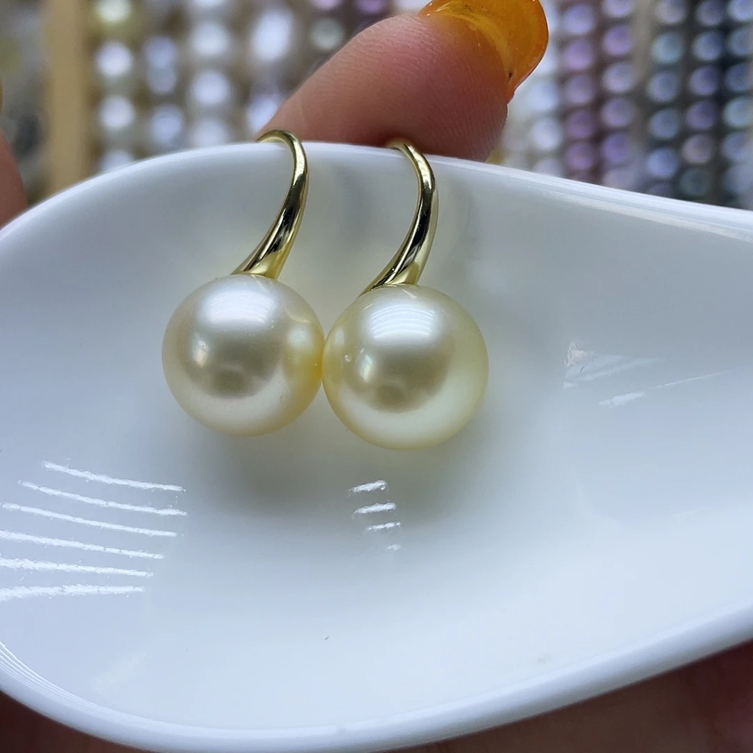 海水珍珠耳饰银S925镶嵌