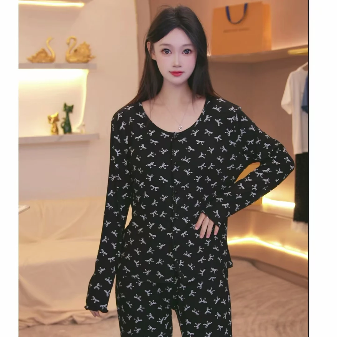 2025款新品春夏季休闲舒适宽松轻奢女士睡衣家居服套装AFF