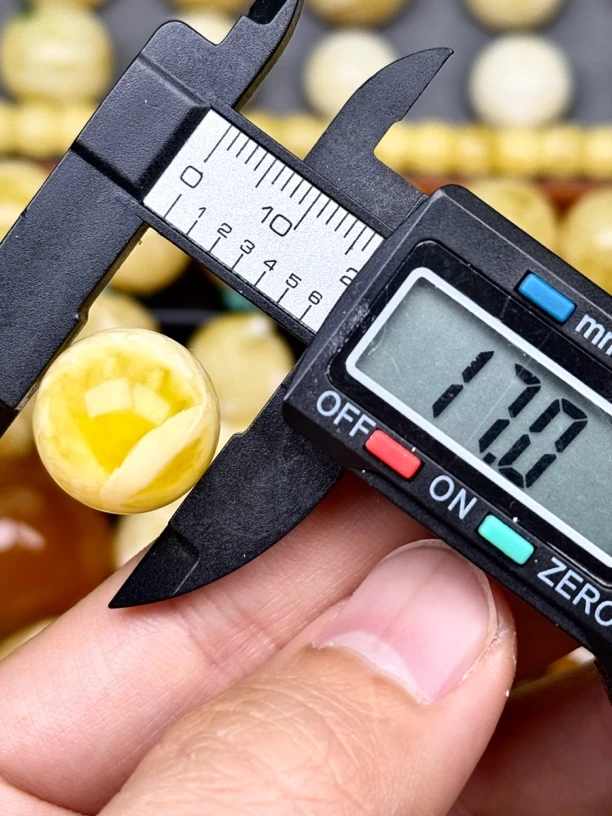 17mm俄料国矿一级料浓瓷白妖孽虎皮纹千层雪橘底金溶洞蜜蜡圆珠