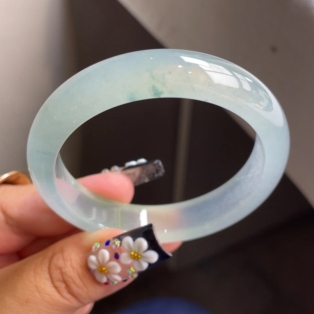 翡翠未镶嵌手镯【强烈推荐】冰飘花起光正圈手镯